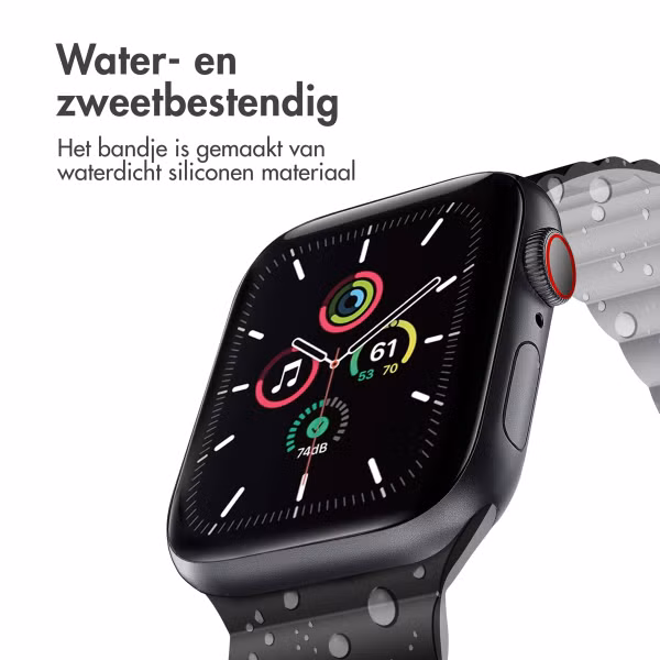 imoshion Magnetisch Siliconen bandje Apple Watch Series 1 t/m 11 / SE / Ultra (44/45/46/49 mm) - Zwart / Grijs