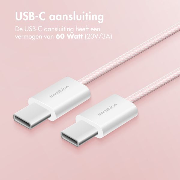 imoshion USB-C naar USB-C kabel - Braided - 2 meter - Roze