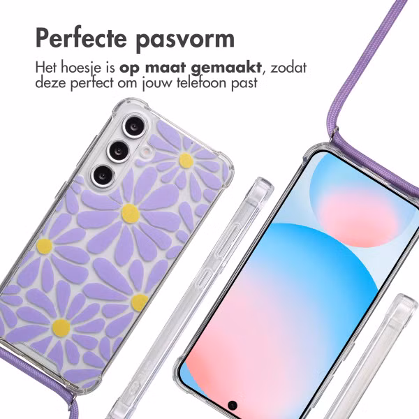 imoshion Design hoesje met koord Samsung Galaxy S24 FE - Tropical Violet Flowers Connect