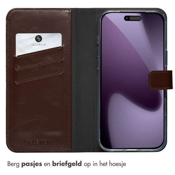 Selencia Echt Leren Bookcase Apple iPhone 17 Pro Max - Bruin