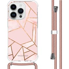 imoshion Design hoesje met koord iPhone 14 Pro - Grafisch Koper - Roze / Goud