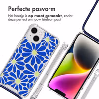 imoshion Design hoesje met koord Apple iPhone 14 - Cobalt Blue Flowers Connect