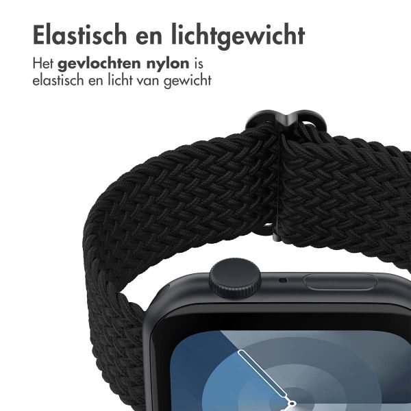 imoshion Nylon geweven bandje Apple Watch Series 1 t/m 9 / SE (38/40/41 mm) | Series 10 / 11 (42 mm) - Zwart