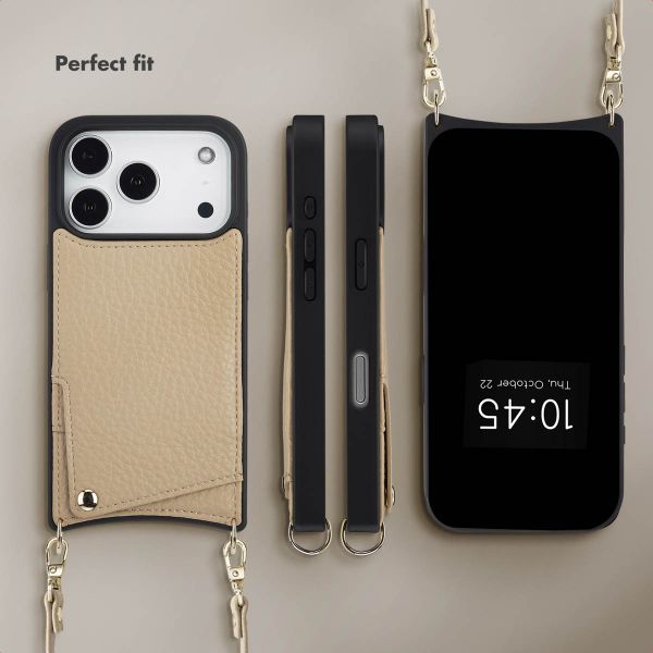 Selencia Nova Phone Case with Cord and Card Holder Apple iPhone 17 Pro - Beige