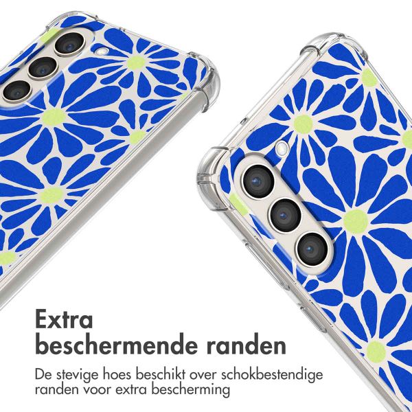 imoshion Design hoesje met koord Samsung Galaxy S23 Plus - Cobalt Blue Flowers Connect