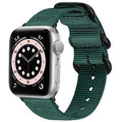 imoshion Rugged Nylon bandje Apple Watch Series 1 - 9 / SE (38/40/41 mm) | Series 10 / 11 (42 mm) - Donkergroen