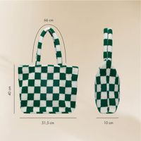Selencia Zaya Tote Bag - Teddy Laptoptas 16 inch - Checkered Green