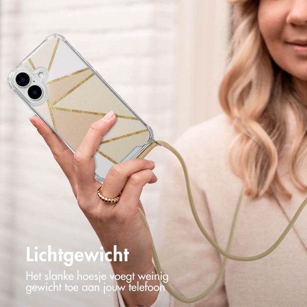 imoshion Design hoesje met koord Apple iPhone 16 - Beige Graphic