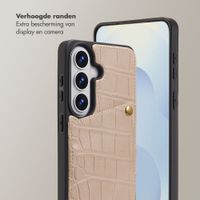 Selencia Nova Croco Telefoonhoes met Koord en Pashouder Samsung Galaxy S26 - Beige