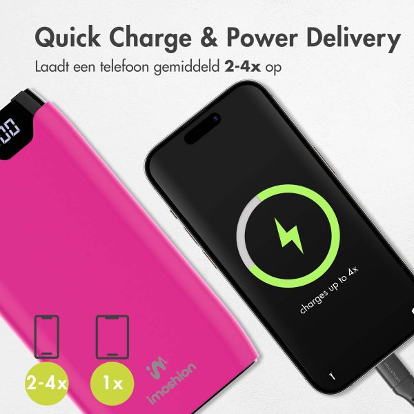 imoshion Powerbank 20.000 mAh - Quick Charge en Power Delivery - Hot Pink