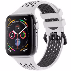 imoshion Siliconen sport bandje gesp Apple Watch Series 1 t/m 9 / SE (38/40/41 mm) | Series 10 / 11 (42 mm) - Wit / Zwart