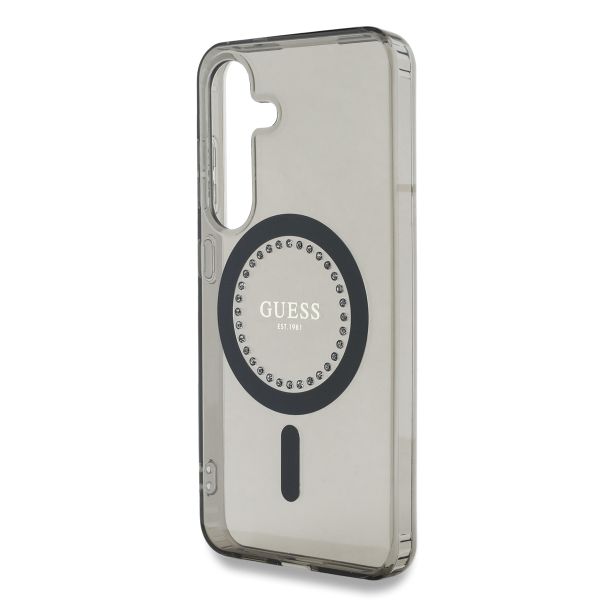 Guess MagSafe IML Rhinestones Case Samsung Galaxy S25 - Zwart