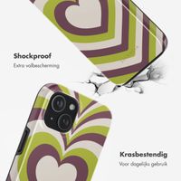 Selencia Vivid Tough Backcover met MagSafe iPhone 15 - Double Hearts Plum Fern