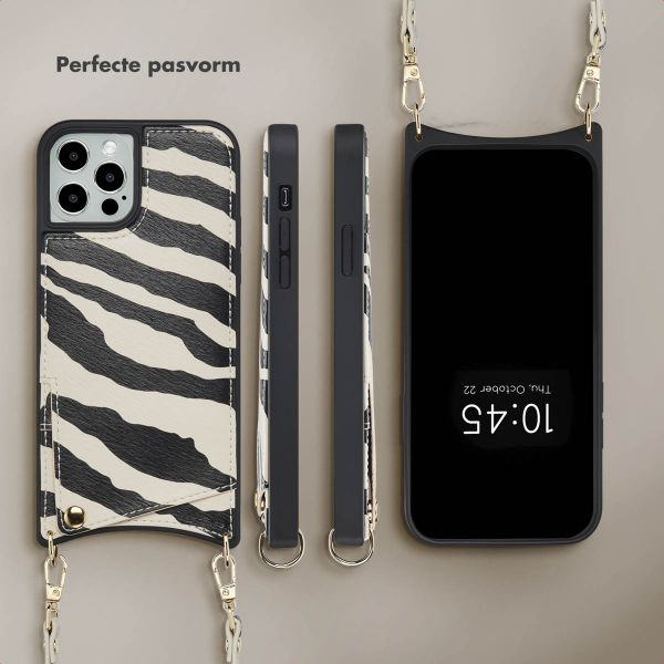 Selencia Nova Telefoonhoes met Koord en Pashouder Apple iPhone 12 (Pro) - Zazzy Zebra