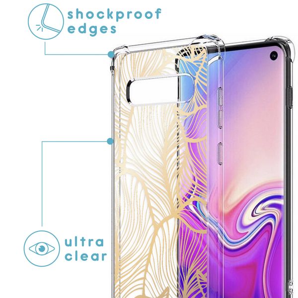 imoshion Design hoesje met koord Samsung Galaxy S10 Plus - Bladeren - Goud