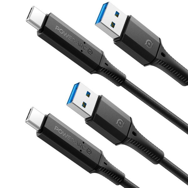 Spigen PowerArc gevlochten USB kabel - USB-A naar USB-C - 1 meter - Zwart - Duopack