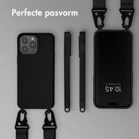 Selencia Siliconen hoesje met afneembaar koord Apple iPhone 15 Pro Max - Zwart