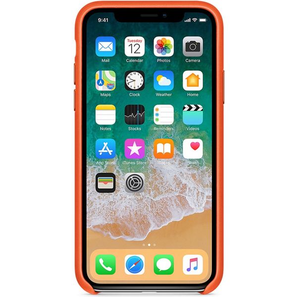 Apple Leather Backcover Apple iPhone X - Bright Orange