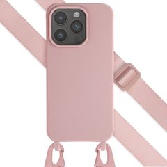Selencia Siliconen hoesje met afneembaar koord Apple iPhone 15 Pro - Sand Pink