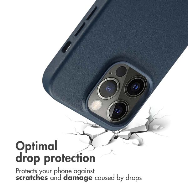 Accezz Leather Back Cover with MagSafe Apple iPhone 14 Pro - Nightfall Blue