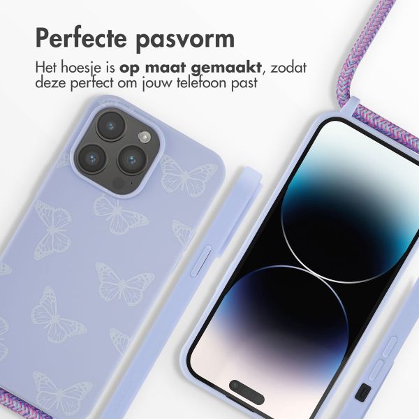 imoshion Siliconen design hoesje met koord iPhone 14 Pro Max - Butterfly