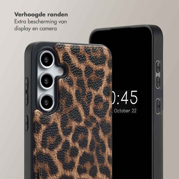 Selencia Nova Telefoonhoes met Koord en Pashouder Samsung Galaxy S24 FE - Leopard