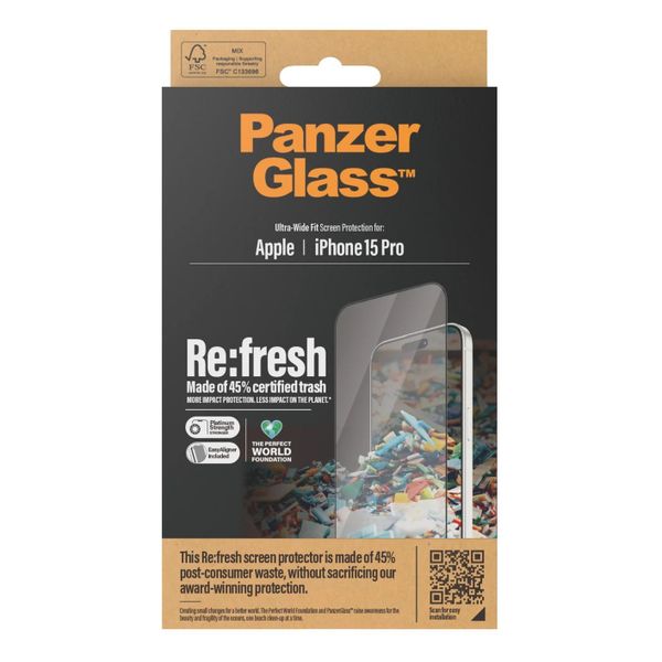 PanzerGlass Ultra-Wide Fit Anti-Bacterial Screenprotector Apple iPhone 15 Pro