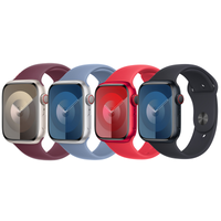 Apple 4 Pack Sport Band voor de Apple Watch | 44/45/46/49 mm - Maat S/M - Mulberry / Winter Blue / (Product)RED / Midnight