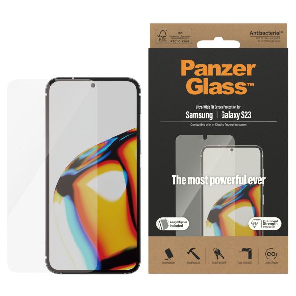 PanzerGlass Ultra-Wide Fit Anti-Bacterial Screenprotector incl. applicator Samsung Galaxy S23