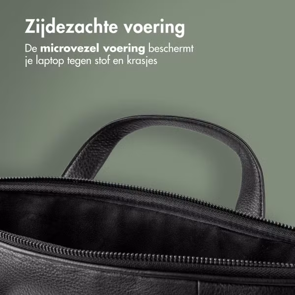 Accezz Leather Laptoptas 16 inch - Zwart