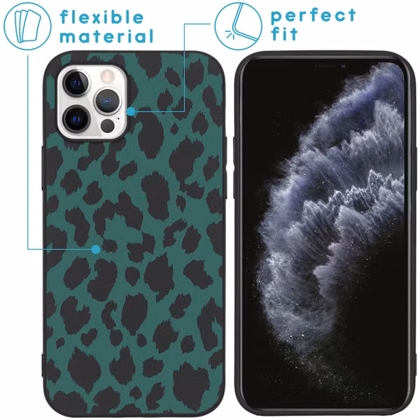 imoshion Design hoesje Apple iPhone 12 (Pro) - Luipaard - Groen / Zwart