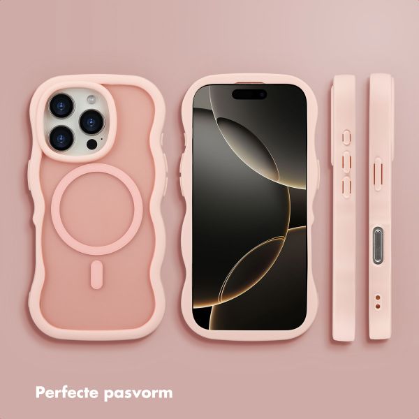 Selencia Wavy Backcover met MagSafe Apple iPhone 16 Pro - Soft Pink