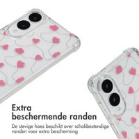 imoshion Design hoesje met koord Samsung Galaxy S25 Edge - Dusty Rose Connected Hearts