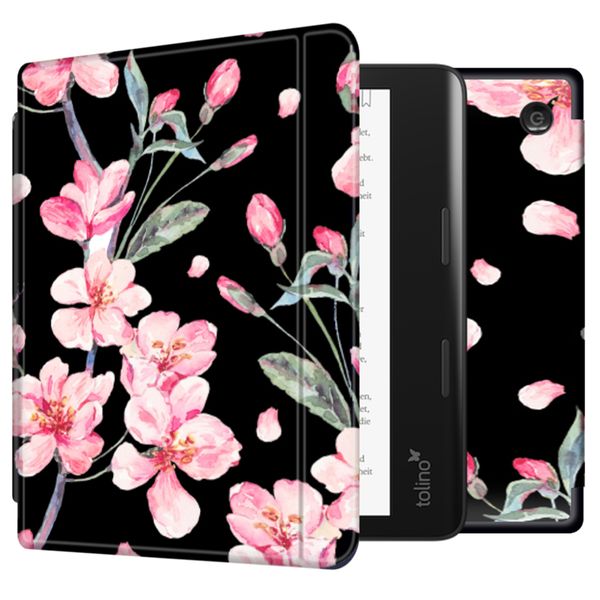 imoshion Design Slim Hard Case Sleepcover met stand Kobo Sage / Tolino Epos 3 - Blossom Watercolor Black