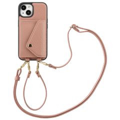 Selencia Sera Phone Case with Cord and Envelope Card Holder Apple iPhone 15 - Old Pink