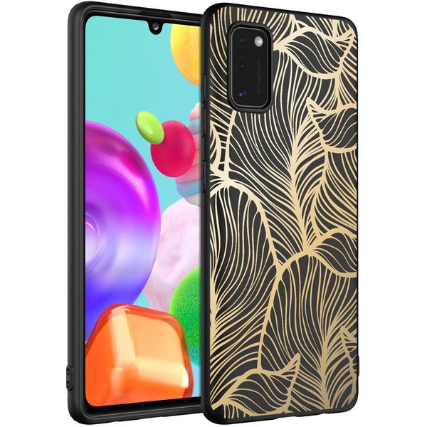 imoshion Design hoesje Samsung Galaxy A41 - Bladeren / Zwart