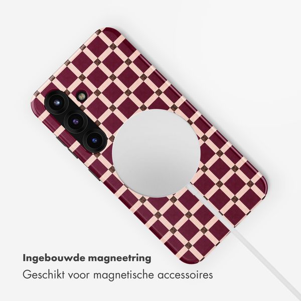 Selencia Vivid Backcover met MagSafe Samsung Galaxy S25 - Check This Burgundy