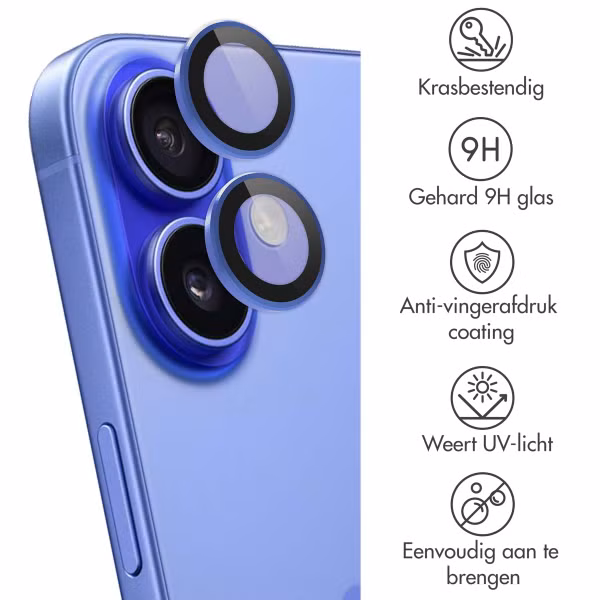 imoshion 2 Pack Camera lens protector Apple iPhone 16 / 16 Plus - Ultramarine