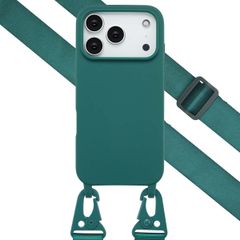 Selencia Siliconen hoesje met afneembaar koord Apple iPhone 17 Pro - Donkergroen