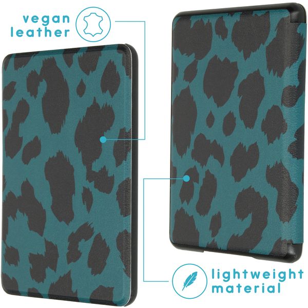 imoshion Design Slim Hard Case Bookcase Amazon Kindle 10 - Green Leopard