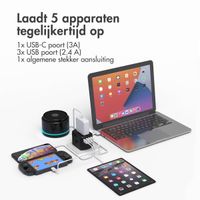 imoshion Universele wereldstekker - 3x USB-C & USB-A - Zwart