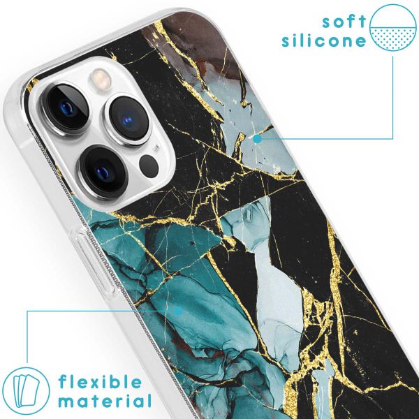 imoshion Design hoesje Apple iPhone 13 Pro Max - Marmer - Gebroken Blauw