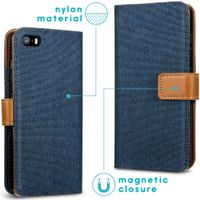 imoshion Luxe Canvas Bookcase iPhone SE / 5 / 5s - Donkerblauw