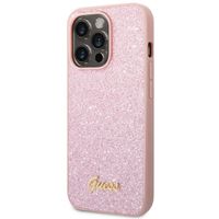 Guess Glitter Flakes Backcover Apple iPhone 14 Pro - Roze