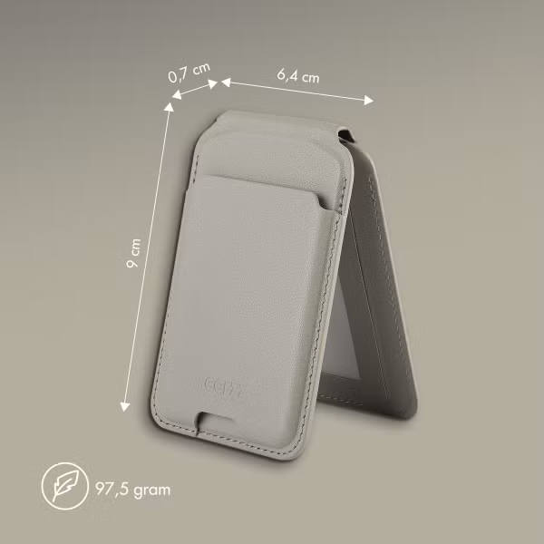 Accezz Leren Wallet met standaard - Geschikt voor MagSafe en Qi2 - Light Grey