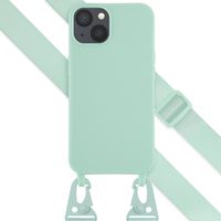 Selencia Siliconen hoesje met afneembaar koord iPhone 13 - Turquoise