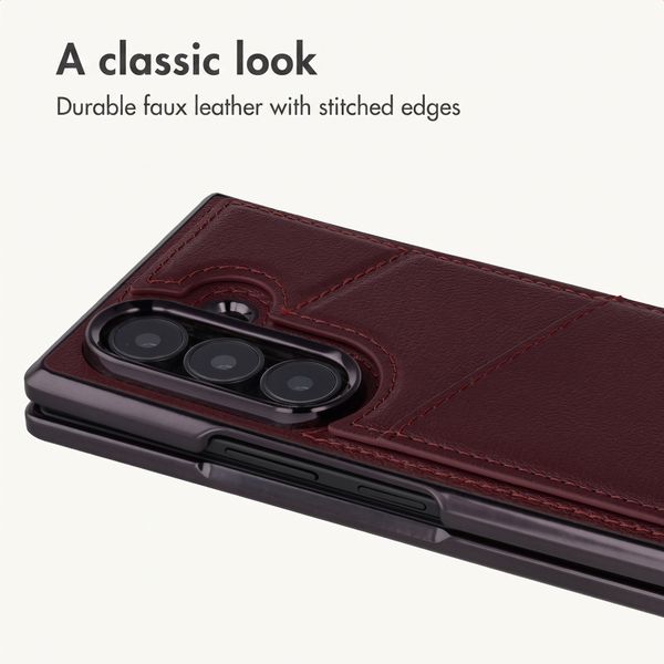 imoshion Faux Leather MagSafe Back Cover with Card Holder Samsung Galaxy Z Fold 8 Ultra - Wine Red
