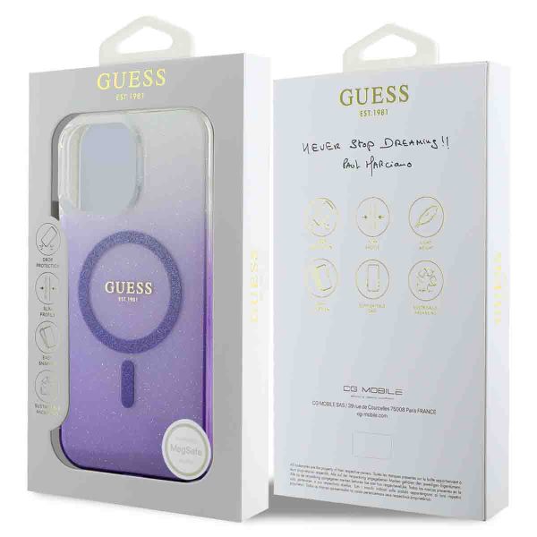 Guess MagSafe IML Glitter Gradient Case iPhone 16 Pro Max - Purple