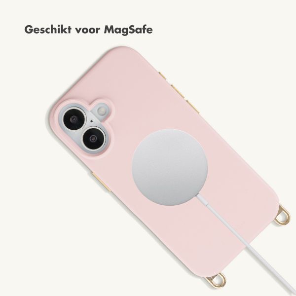 Selencia Rivièra MagSafe Backcover met afneembare haakjes voor de Apple iPhone 17 - Sorbet Pink + Chain Charm - Silver