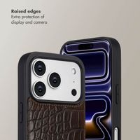 Selencia Nova Croco Phone Case with Cord and Card Holder Apple iPhone 17 Pro - Choco Brown